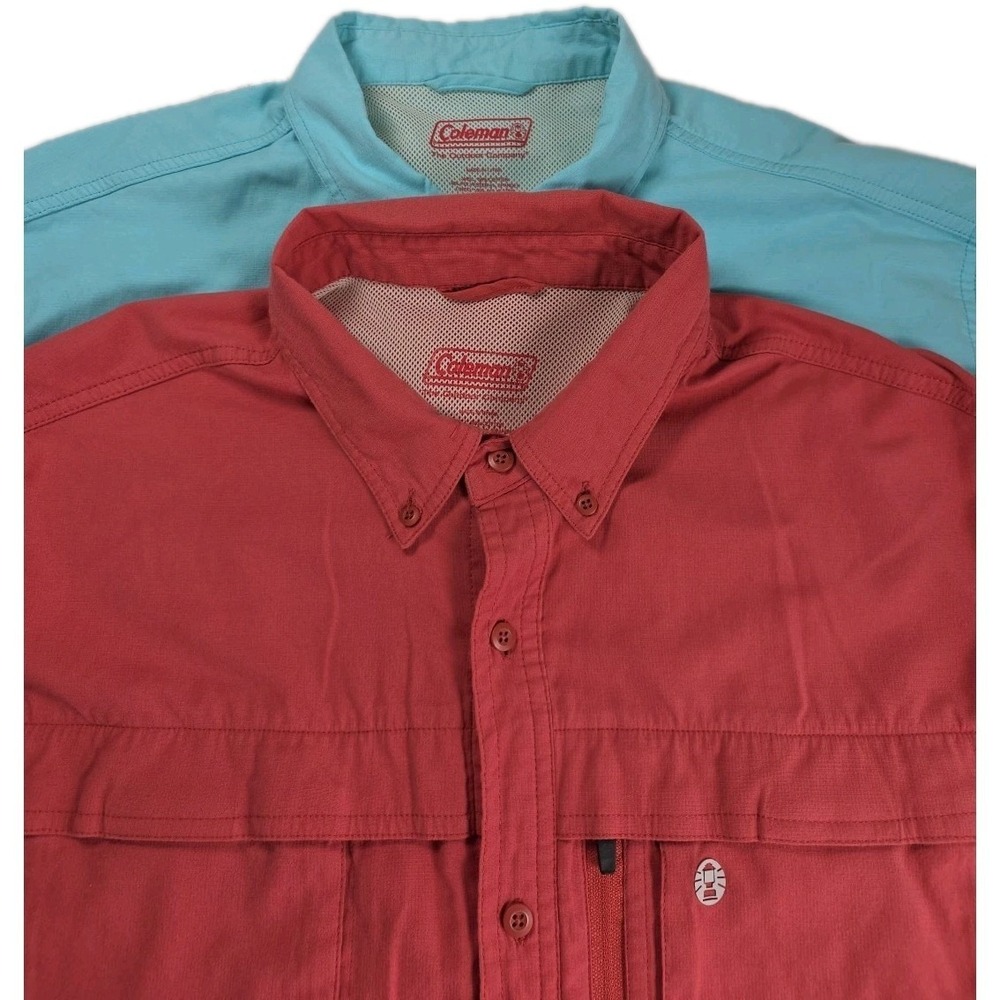 LOT OF 2 Coleman Men's Outdoor Shirt XXL Short Sleeve Mesh‎ Lined Stretch Vented